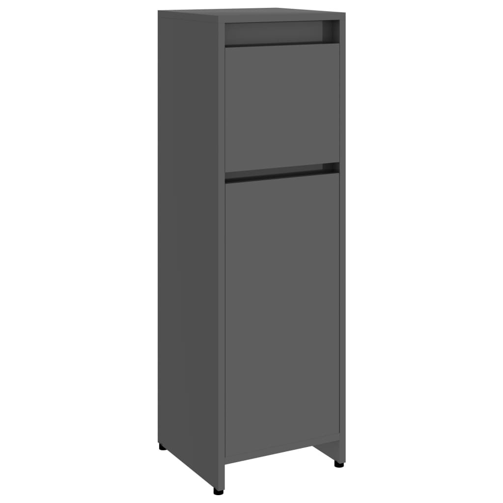 Bathroom Cabinet High Gloss Grey 30x30x95 cm Chipboard